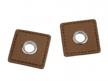 Ösen-Patches  Breite 30 mm ,Höhe 30 mm , Ø 8 mm, Braun Nickel